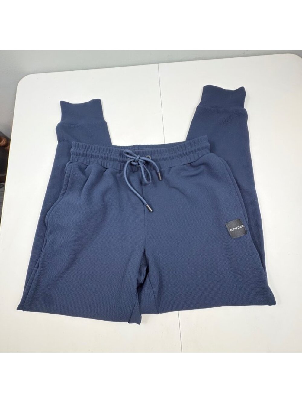 Spyder Mens Navy Blue Jogger Sweatpants With Drawstring Waist & Ribbed Cuffs - S